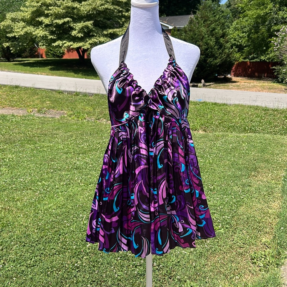 Medium Guess Purple Halter Mini Dress
